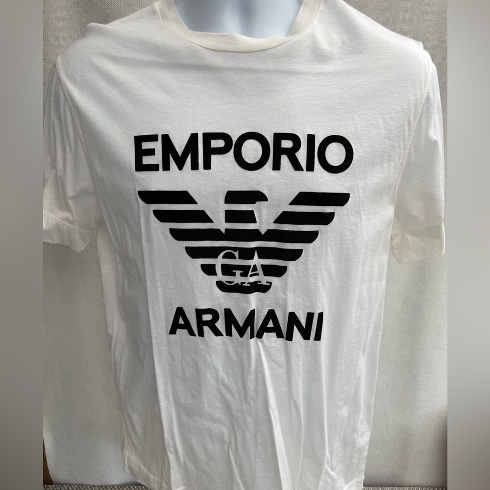 Emporio Armani White Tee with Black Eagle Logo
